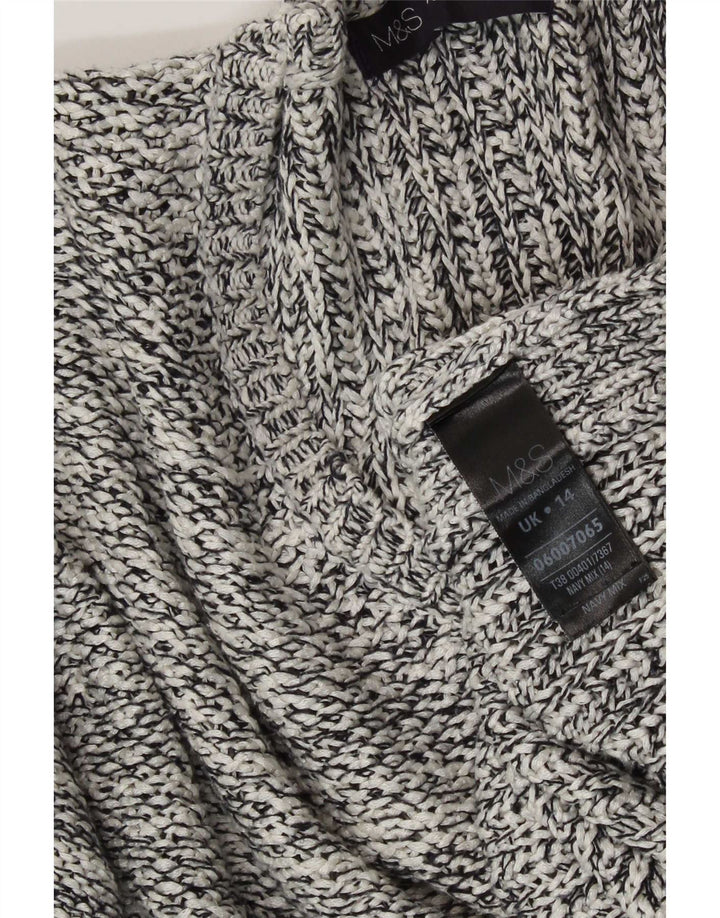 Marks & Spencer Damski sweter z dekoltem w kształcie litery V, UK 14, średni granatowy, nakrapiany