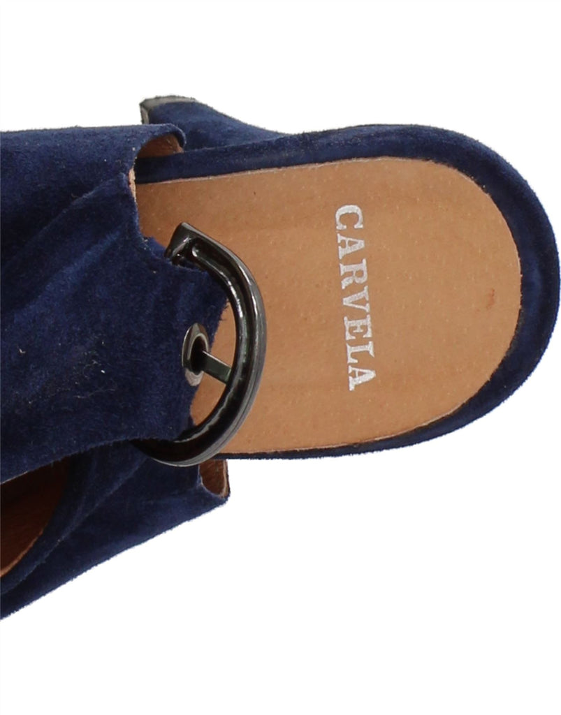 CARVELA Womens Open Toe Suede Slingback Heels UK Size 7 Navy Blue Suede Vintage Carvela and Second-Hand Carvela from Messina Hembry 