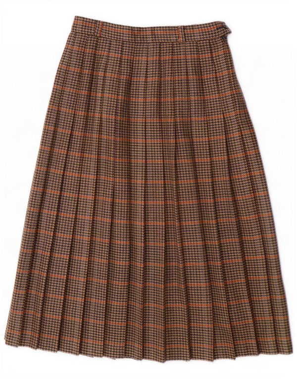 Damska plisowana spódnica Avoca Medium W28 Brązowa pepitka, nowa wełna
