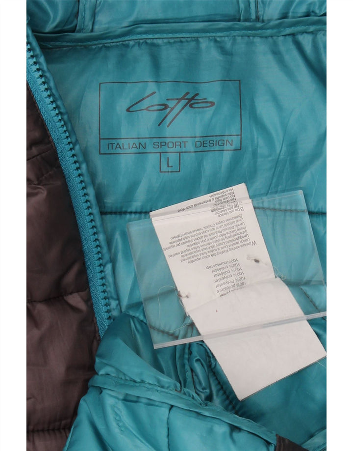 LOTTO Womens Hooded Padded Jacket UK 16 Large Grey Polyester Vintage Lotto and Second-Hand Lotto from Messina Hembry 