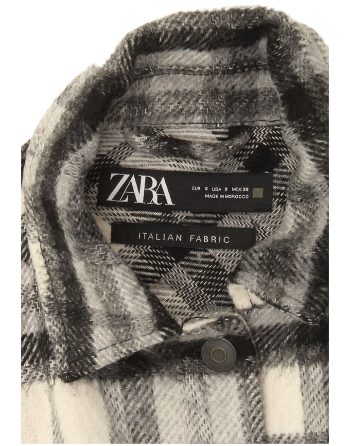Damska kurtka bomberka oversize Zara UK 10 w małą szarą kratkę