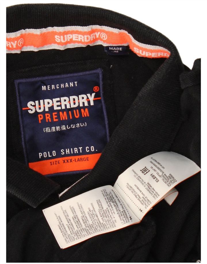 Męska koszulka polo Superdry z grafiką 3XL, czarna, bawełniana