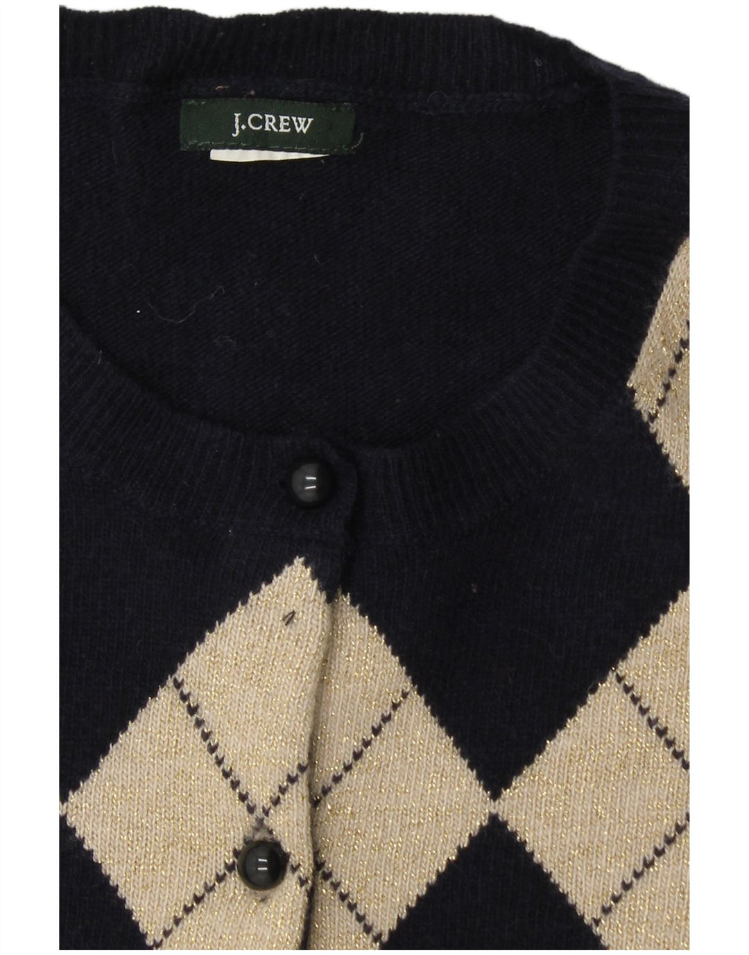 J. CREW Męski sweter rozpinany UK 6 XS Granatowy Argyle/Diament