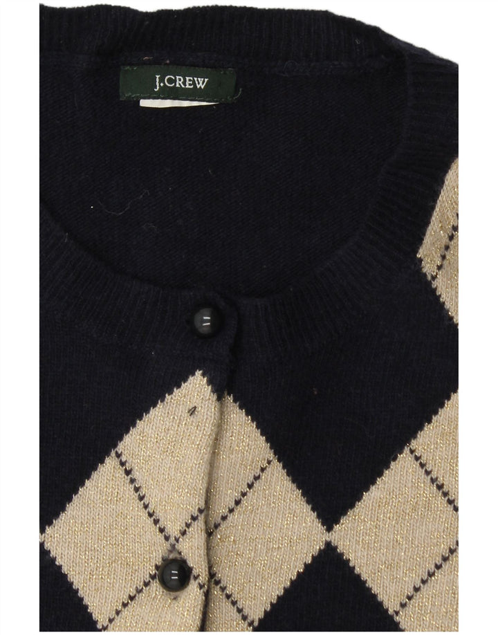 J. CREW Męski sweter rozpinany UK 6 XS Granatowy Argyle/Diament