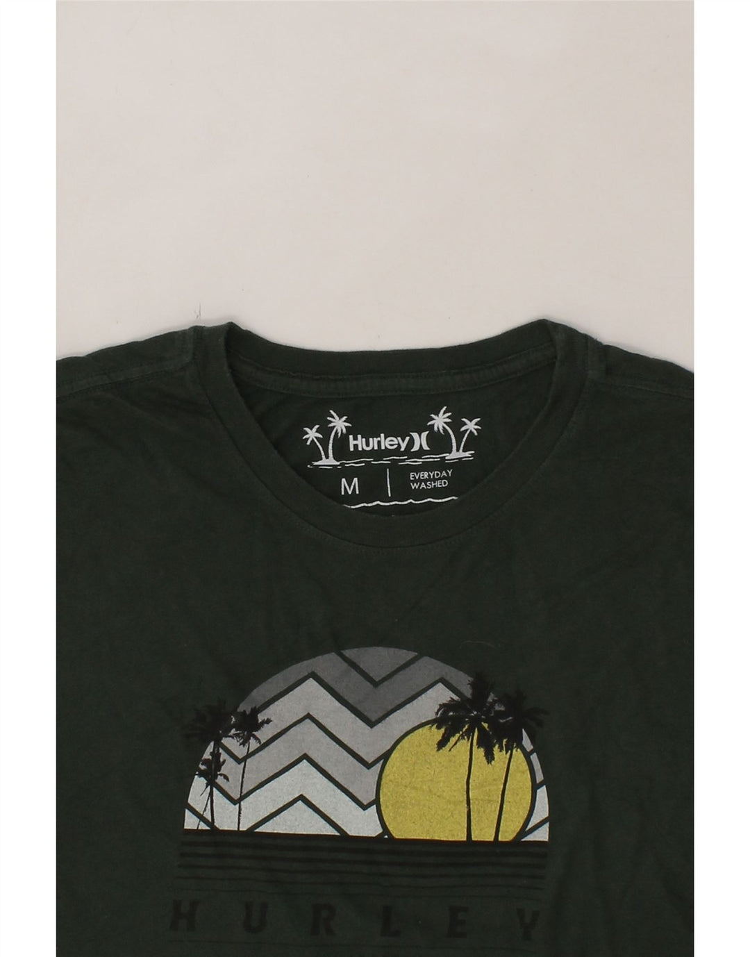 HURLEY Mens Graphic T-Shirt Top Medium Green Vintage Hurley and Second-Hand Hurley from Messina Hembry 