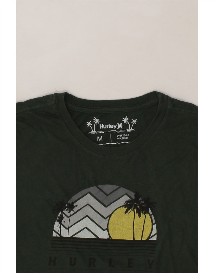HURLEY Mens Graphic T-Shirt Top Medium Green Vintage Hurley and Second-Hand Hurley from Messina Hembry 