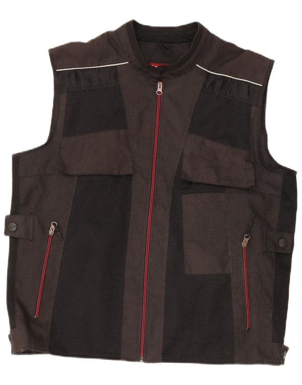 Męska kamizelka użytkowa Vintage UK 42 XL Czarny poliester z blokami kolorów