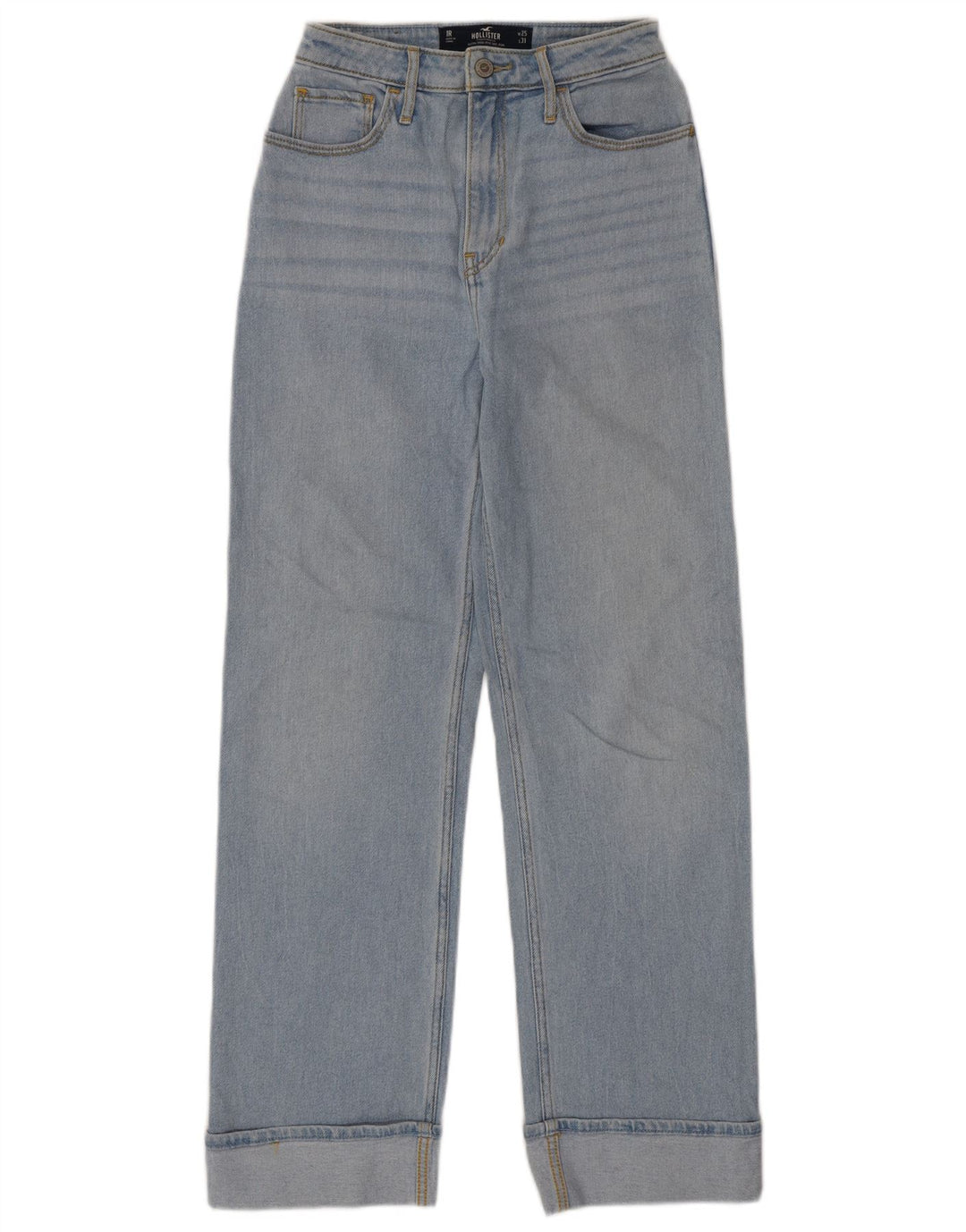 Damskie proste dżinsy HOLLISTER z wysokim stanem W25 L31, niebieska bawełna