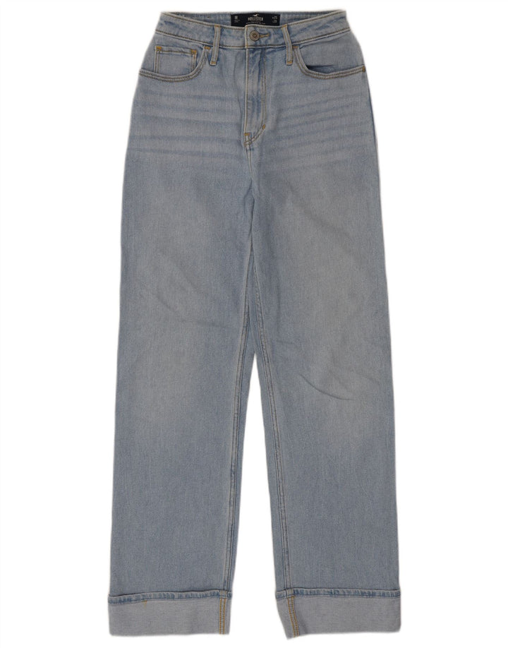 Damskie proste dżinsy HOLLISTER z wysokim stanem W25 L31, niebieska bawełna