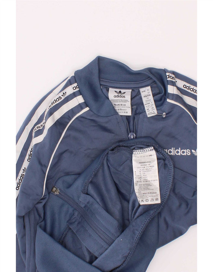 Chłopięca kurtka dresowa Adidas z grafiką, 5-6 lat, niebieska, z blokami kolorów