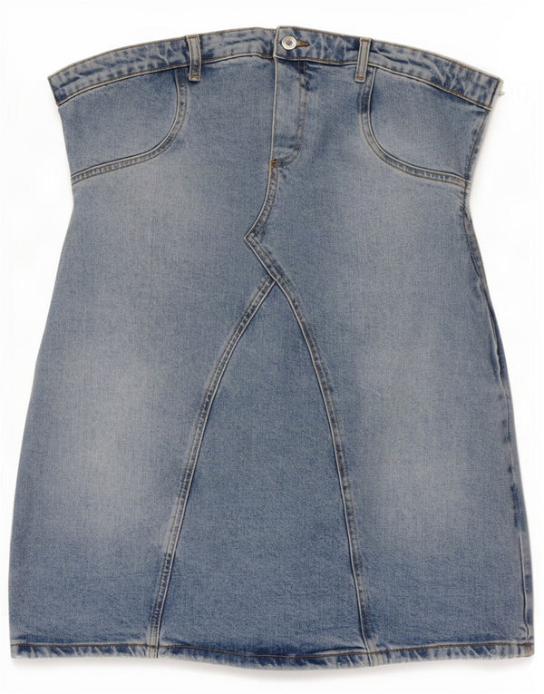 Damska jeansowa mini sukienka bez ramiączek Zara UK 18 XL, niebieska bawełna