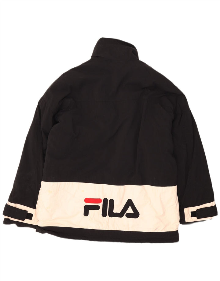 Męska wyściełana kurtka Fila Graphic UK 38 Średni czarny nylon w blokach kolorystycznych