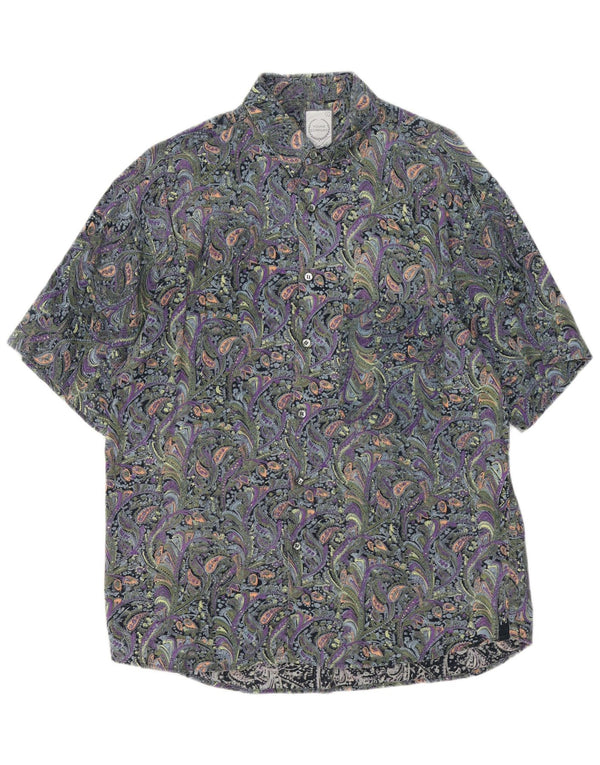 Koszula męska z krótkim rękawem w stylu vintage, duża, wielobarwna bawełna Paisley