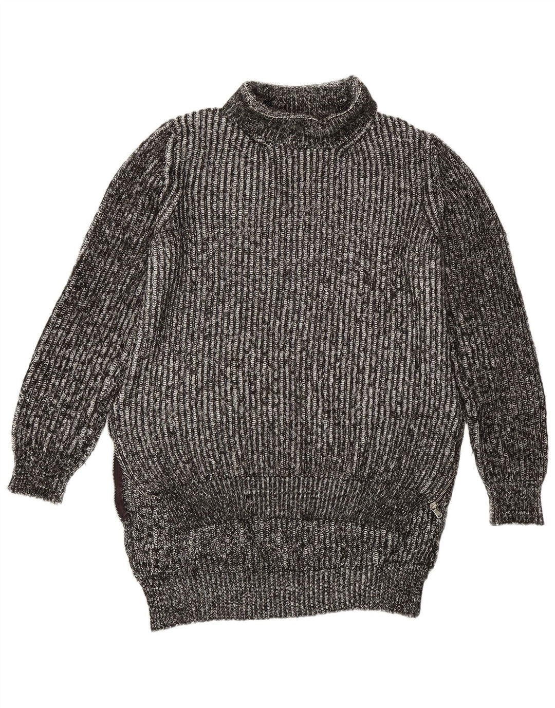 Damski sweter Zara z wywijanym dekoltem, UK 14, średni szary, nakrapiany