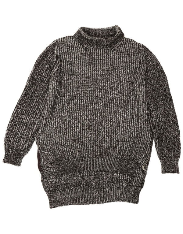 Damski sweter Zara z wywijanym dekoltem, UK 14, średni szary, nakrapiany