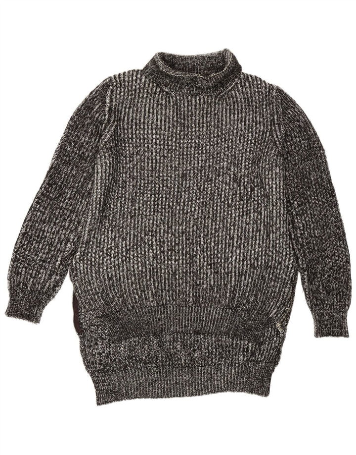 Damski sweter Zara z wywijanym dekoltem, UK 14, średni szary, nakrapiany