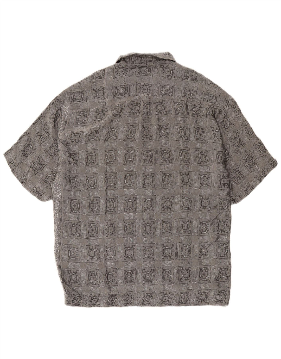 Koszula męska z krótkim rękawem w stylu vintage, duża, szara, octanowa kratka