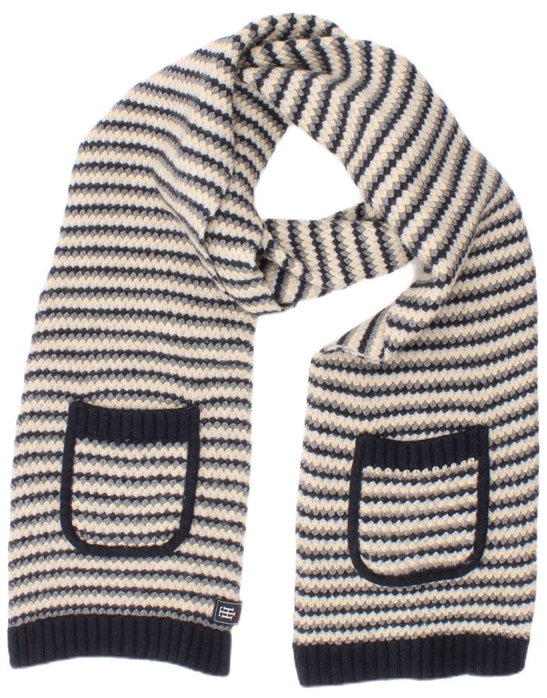 Damski szalik z dzianiny prostokątnej Tommy Hilfiger, jeden rozmiar, wełniany w granatowe paski