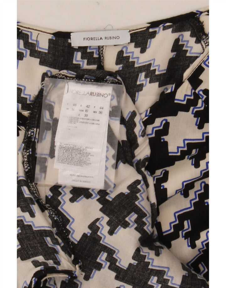 Bluzka damska Fiorella Rubino Top UK 14 Średnia czarna wiskoza w pepitkę