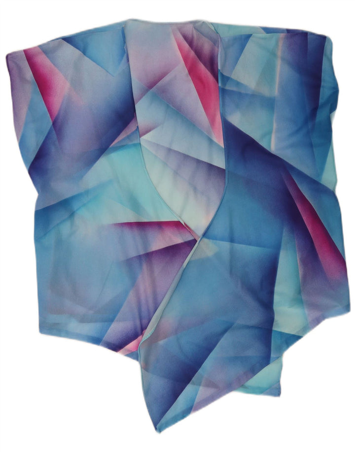 Vintage damski asymetryczny kardigan Top UK 14 średni niebieski geometryczny