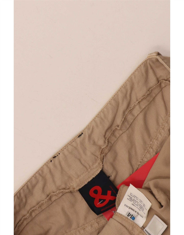 Dolce & Gabbana Damska prosta spódnica IT 44 Medium W34 Beżowa bawełna
