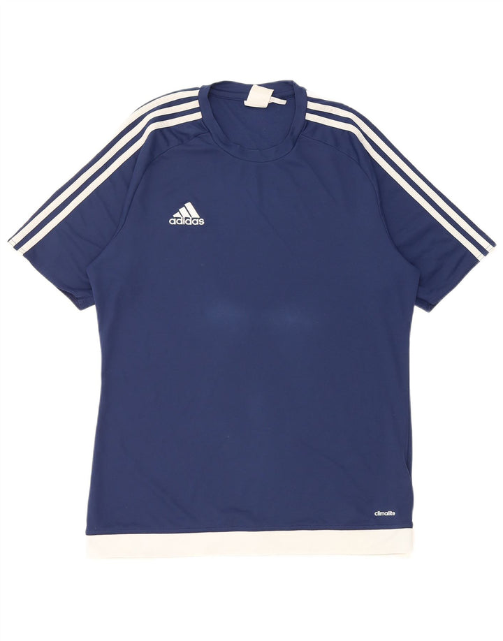 Męska koszulka Adidas Climalite Top, średnia, granatowa, poliester z blokami kolorów