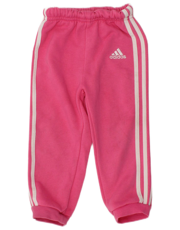 ADIDAS Baby Girls Joggers Tracksuit Trousers 12-18 Months  Pink Cotton