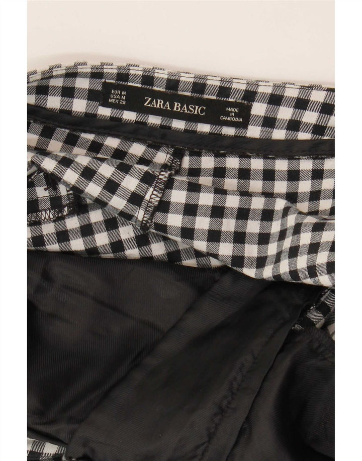 Spodnie damskie Zara Slim Chino, średnie W30 L26, czarne w kratkę