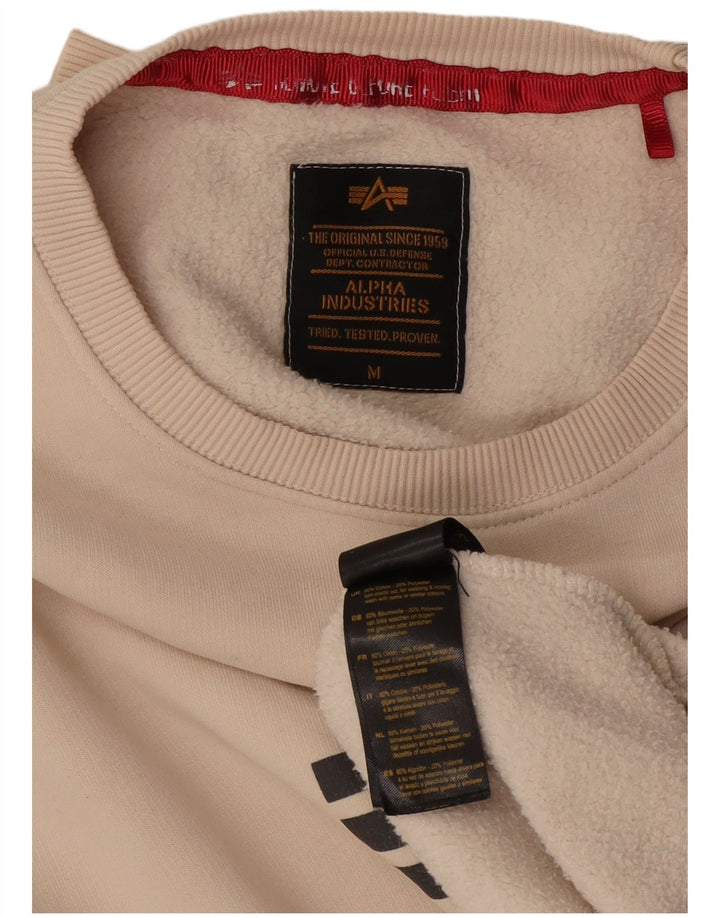 Męska bluza z grafiką Alpha Industries, średnio beżowa, bawełniana