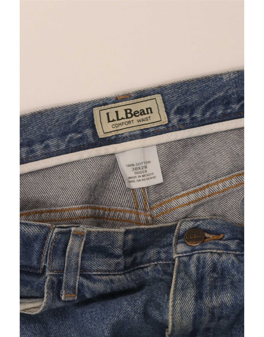 Męskie proste dżinsy L.L.Bean W38 L29 Niebieska bawełna