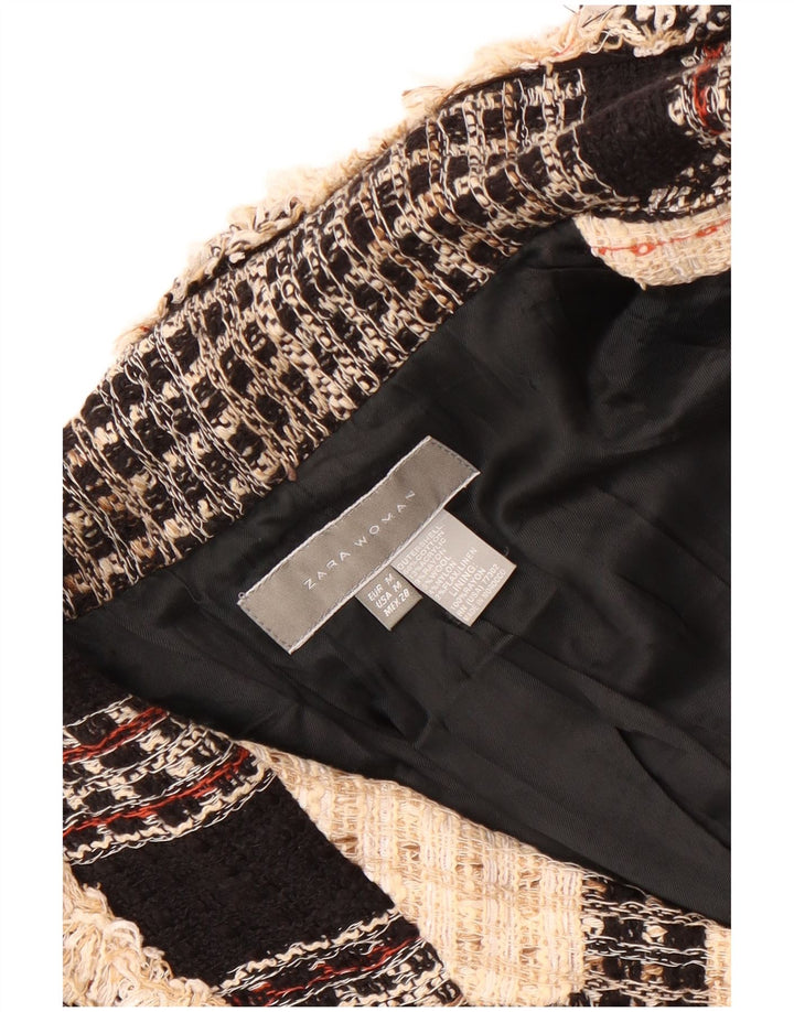 Damska marynarka z krótkim rękawem i długim rękawem Zara UK 12 w średnią beżową kratkę