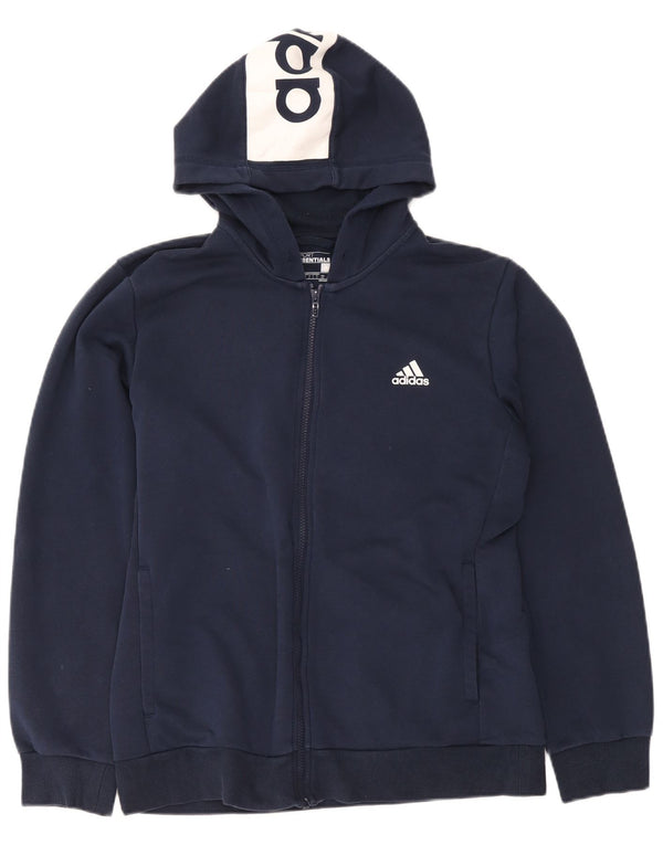 Adidas Męski sweter z kapturem i zamkiem błyskawicznym, duży, granatowy, bawełniany