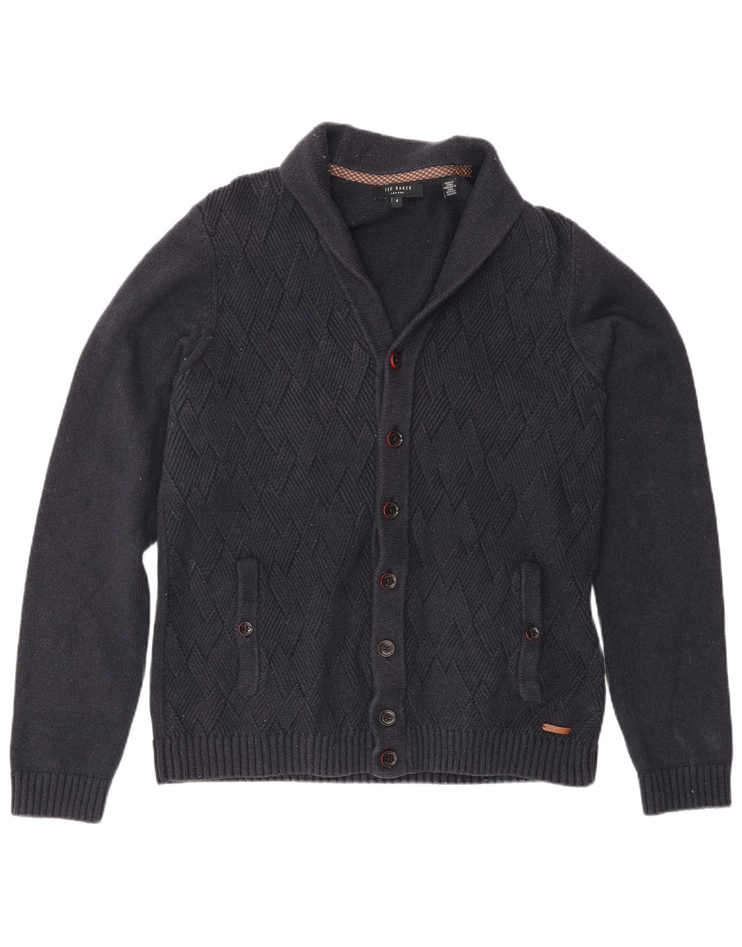 Męski sweter rozpinany Ted Baker, rozmiar 4, duży, granatowy, bawełniany