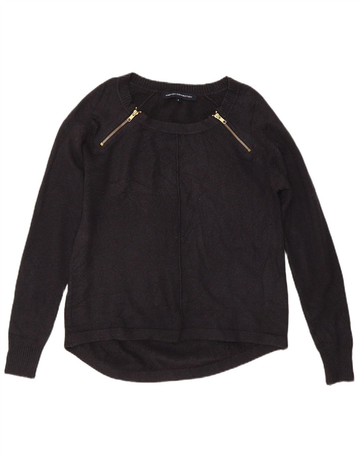 FRENCH CONNECTION Womens Boat Neck Jumper Sweater UK 10 Small Black
