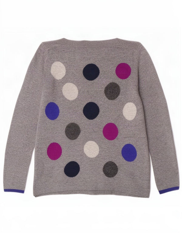 Damski sweter z dekoltem w łódkę White Stuff UK 10, mały, szary, geometryczny