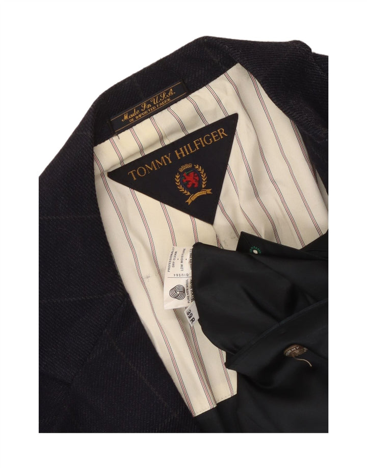 Męska marynarka zapinana na 2 guziki Tommy Hilfiger UK 39 w średnią granatową kratkę