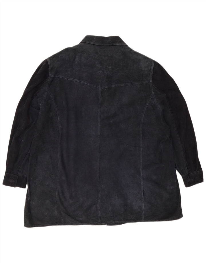 Vintage damska zamszowa kurtka UK 18 XL granatowa