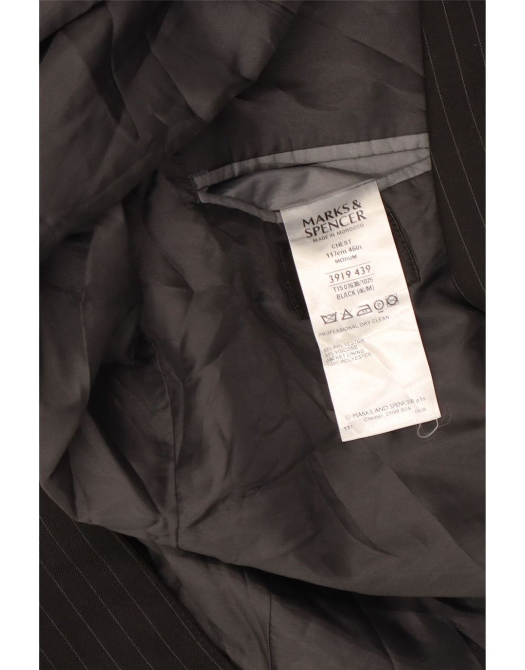 MARKS & SPENCER Męska marynarka zapinana na 2 guziki UK 46 3XL w czarne prążki