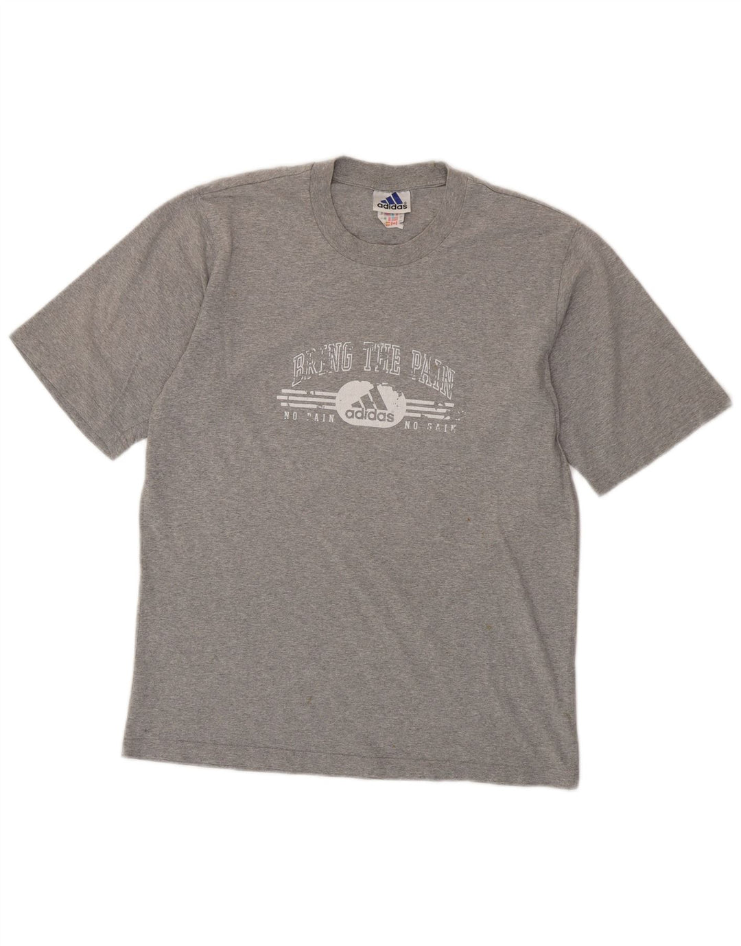 Męski T-shirt z grafiką ADIDAS, mały, szary, bawełniany