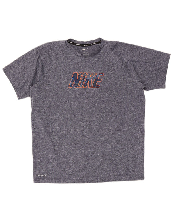 Męska koszulka Nike Dri Fit z grafiką, średnia, granatowa, nakrapiana