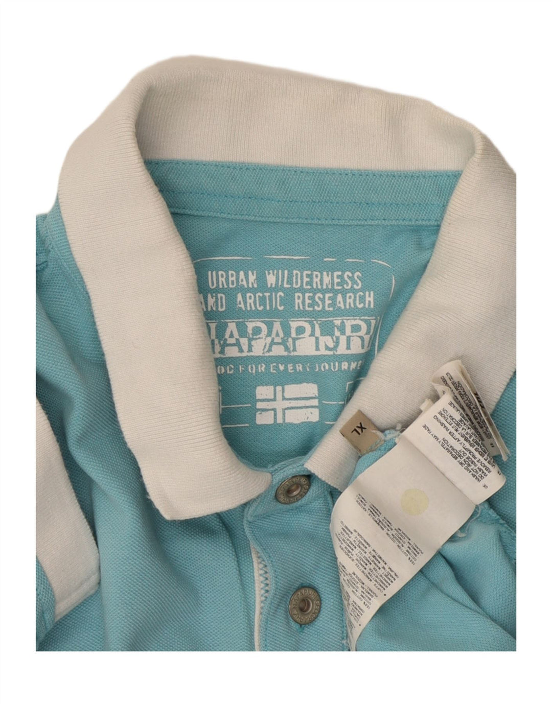 Męska koszulka polo NAPAPIJRI XL, niebieska, bawełniana w bloki kolorów