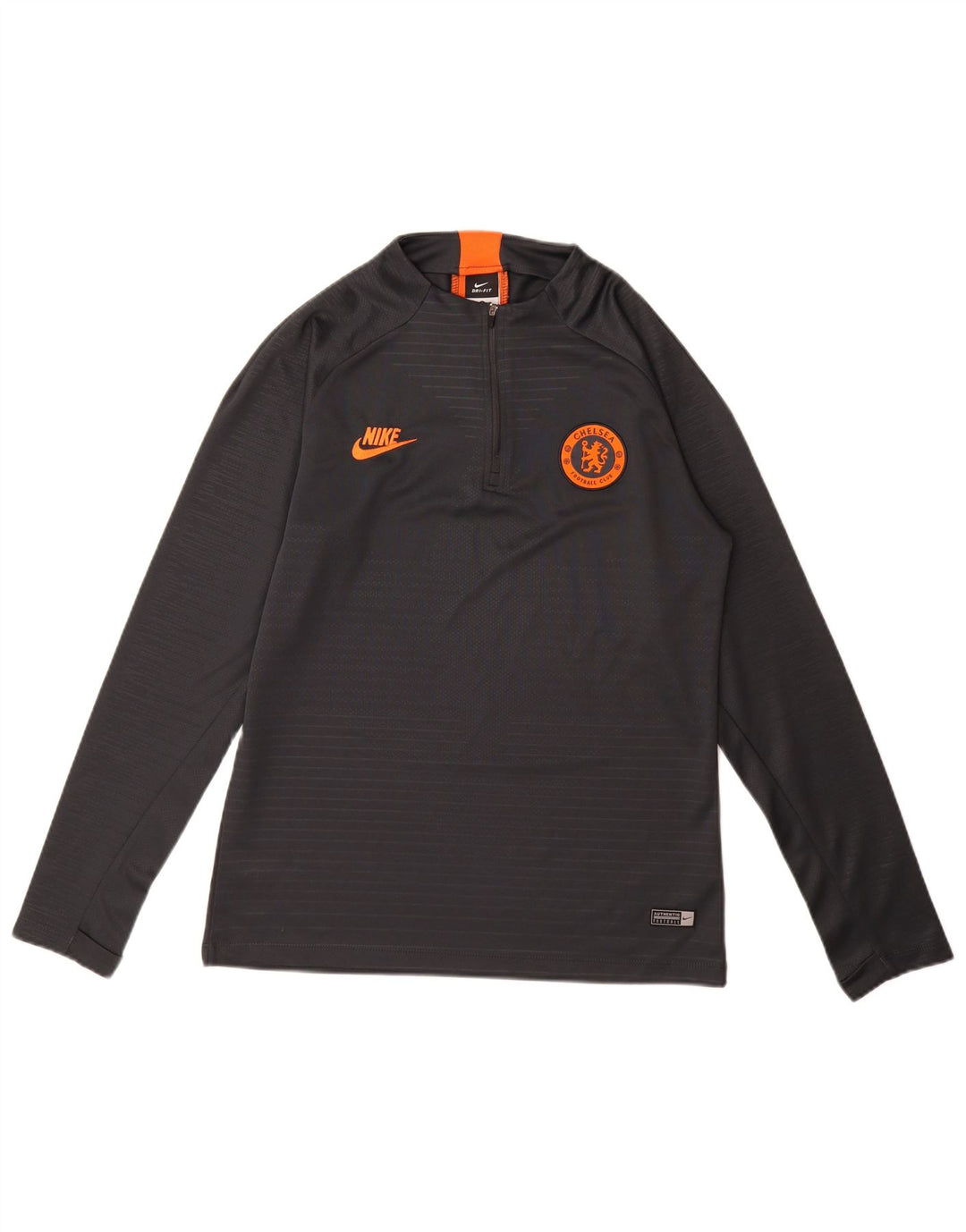 Męska koszulka Nike Chelsea FC z zamkiem błyskawicznym i grafiką, długim rękawem, małym szarym poliestrem