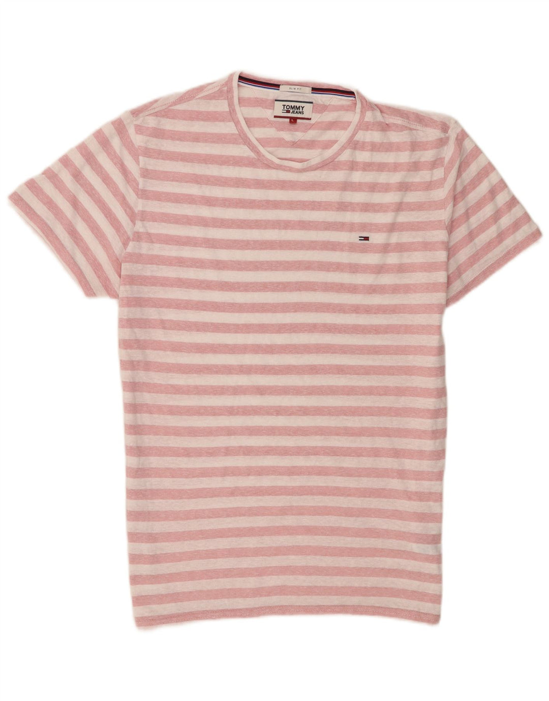 T-shirt męski Tommy Hilfiger z poliestru w duże różowe paski