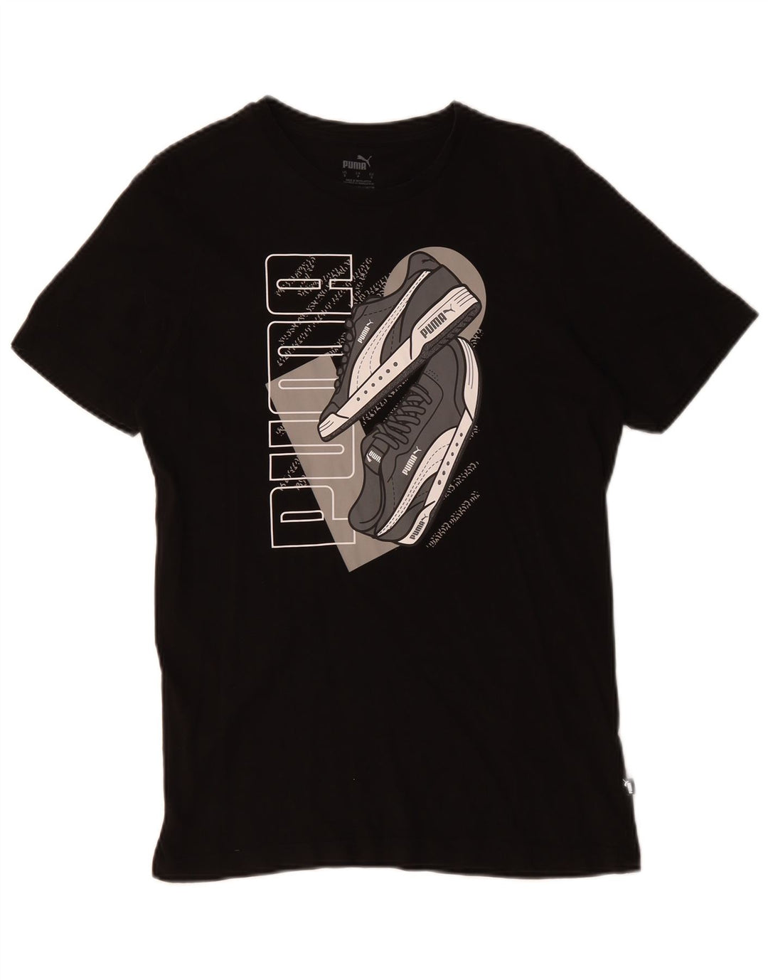 Męski T-shirt z grafiką Puma, mały, czarny, bawełniany