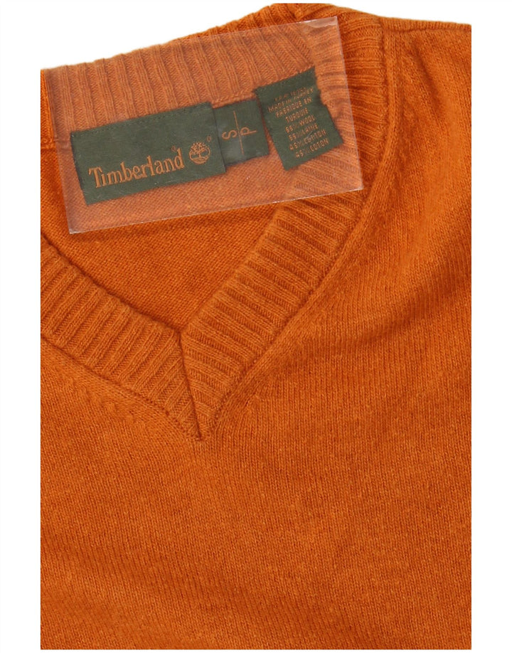 TIMBERLAND Męski sweter z dekoltem w kształcie litery V, mały, pomarańczowy, wełniany