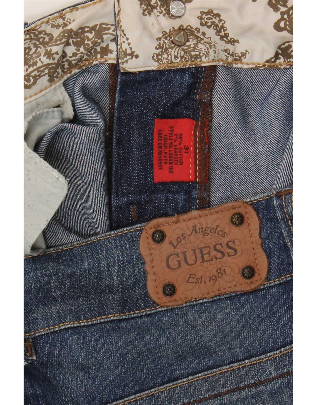 Guess Jeansy Damskie Slim W31 L33 Niebieskie Bawełniane