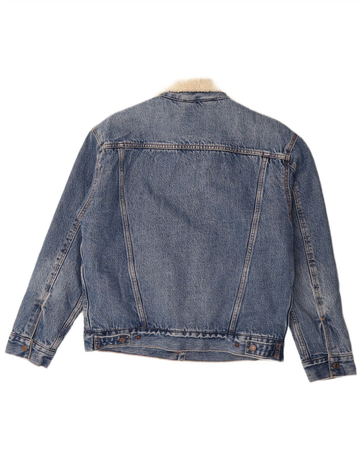 Damska kurtka jeansowa oversize Levi's Sherpa UK 10 Small, niebieska, bawełniana