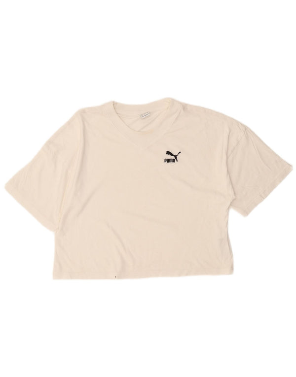Damska koszulka oversize Puma Crop Top UK 6 XS, biała bawełna