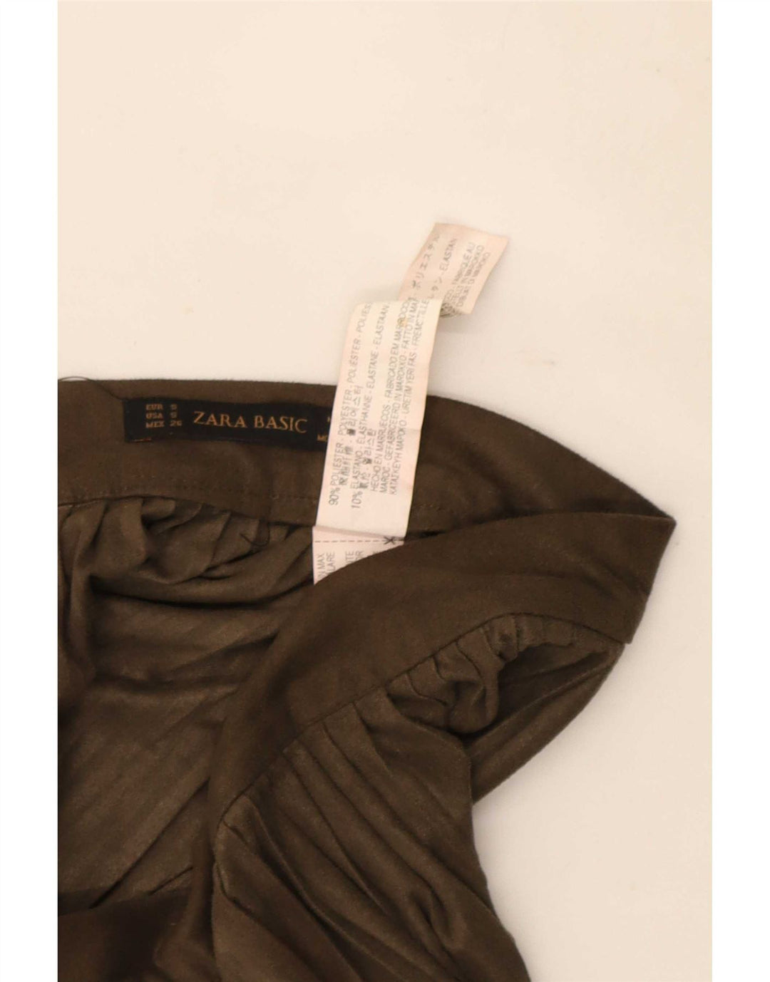 Spódnica damska Zara w kształcie litery A, mała, W26, khaki, poliester