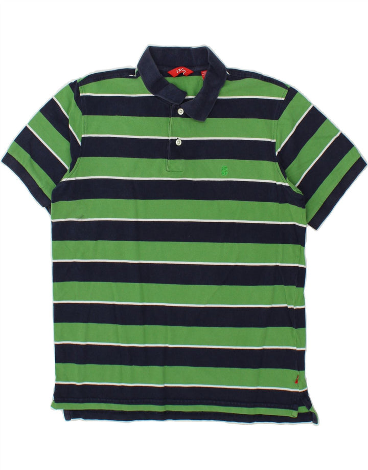 IZOD Mens Polo Shirt Medium Green Striped Cotton Vintage Izod and Second-Hand Izod from Messina Hembry 